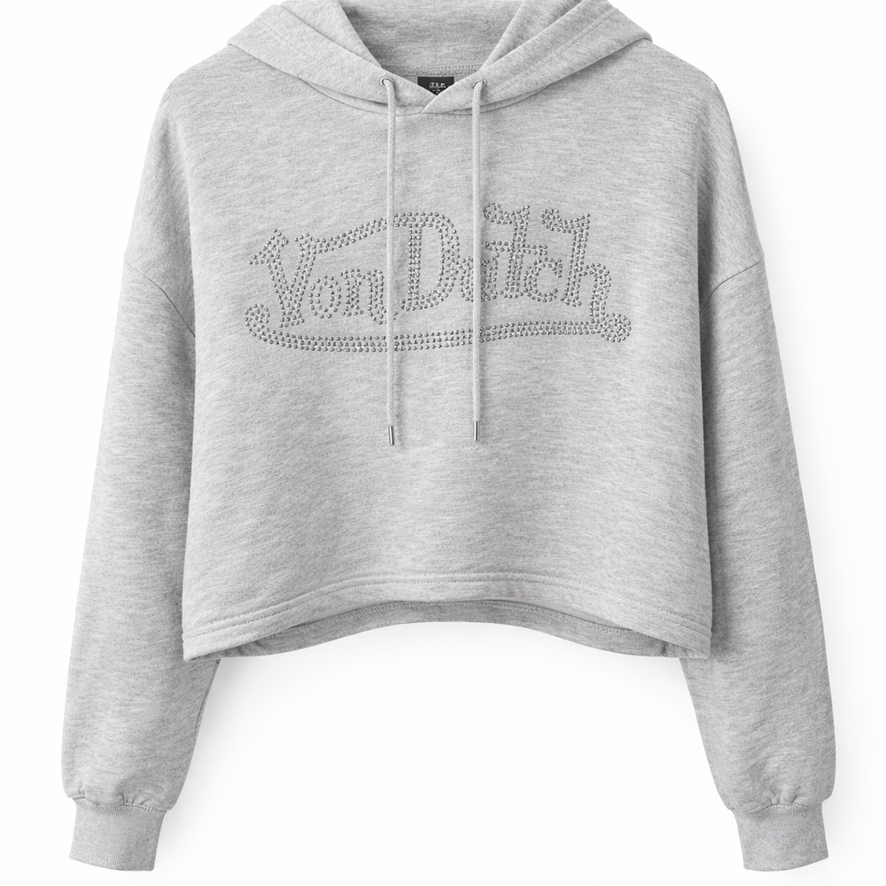 🆕️True Religion Gray Rhinestone Cropped Hoodie ✨ Y2K Streetwear - Picture 2 of 9